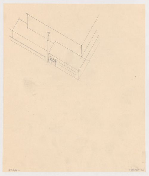 Partial bird's-eye axonometric for the church for Kiefhoek Housing Estate, Rotterdam, Netherlands