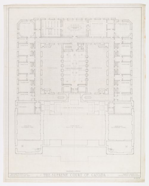 Plan préliminaire du deuxième étage, Cour suprême du Canada, Ottawa, Ontario, Canada (1937-1953, 1977)
