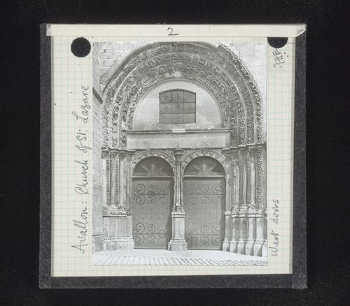 View of west portal of Saint-Lazare, Avallon, France