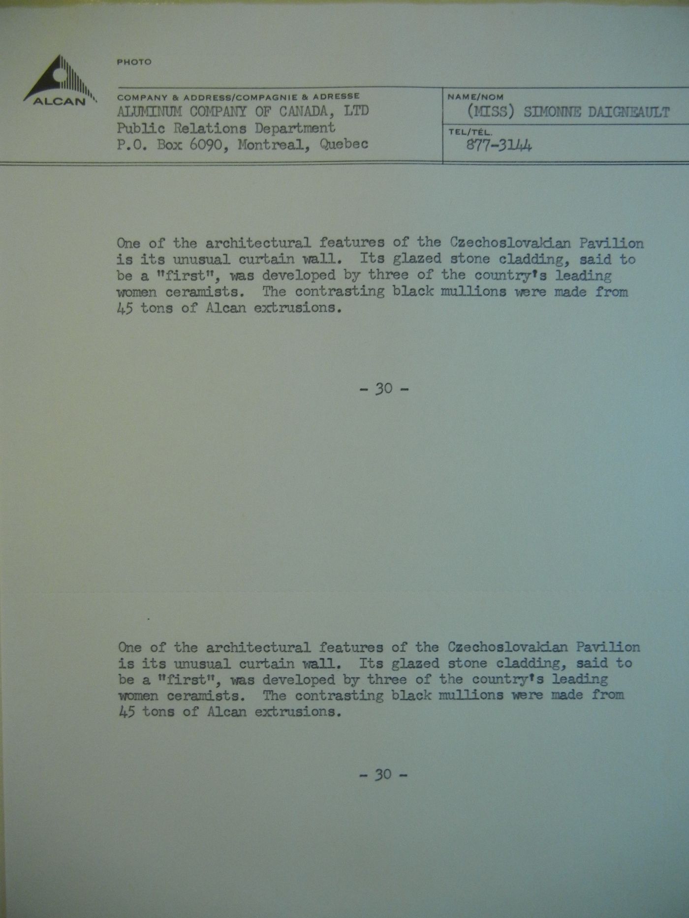 Description of the Czechoslovak National Pavilion, Expo 67, Montréal, Québec