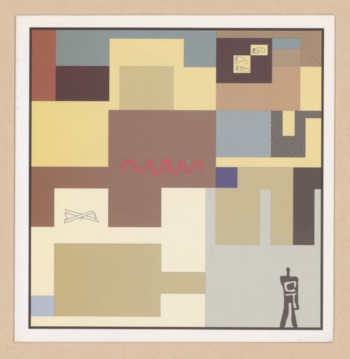 Card with abstract forms designed by Aditya Prakash, based on Le Corbusier’s tapestries in the High Court of Chandigarh, India