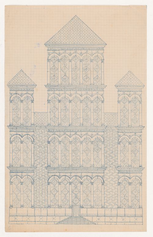 Design for the west façade for a large Romanesque-inspired church