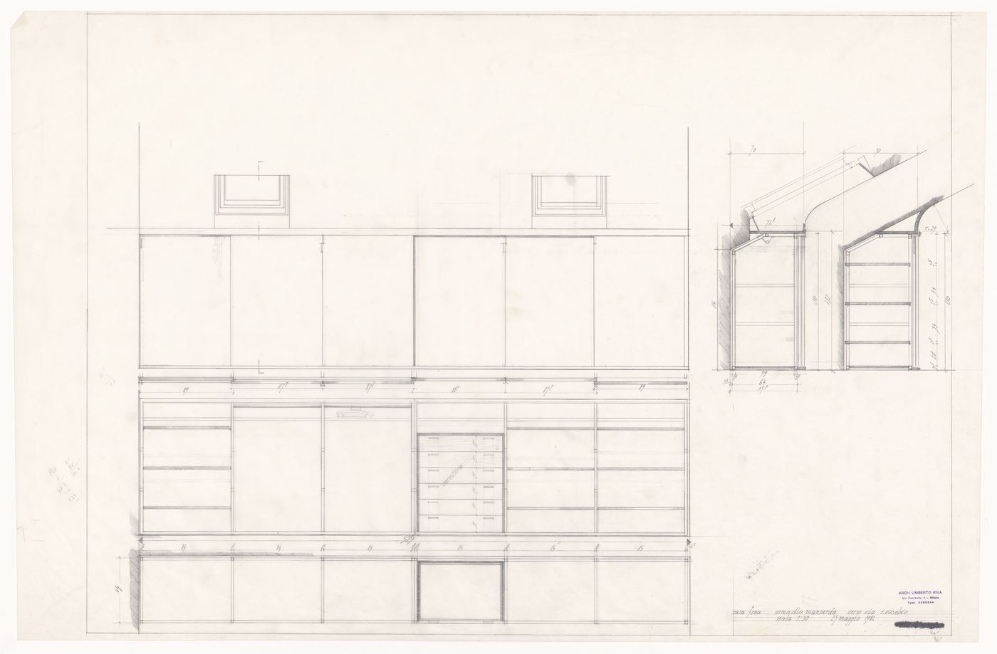 Elevation and sections for Casa Frea, Milan, Italy