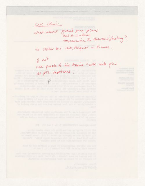 Note by Peter Eisenman
