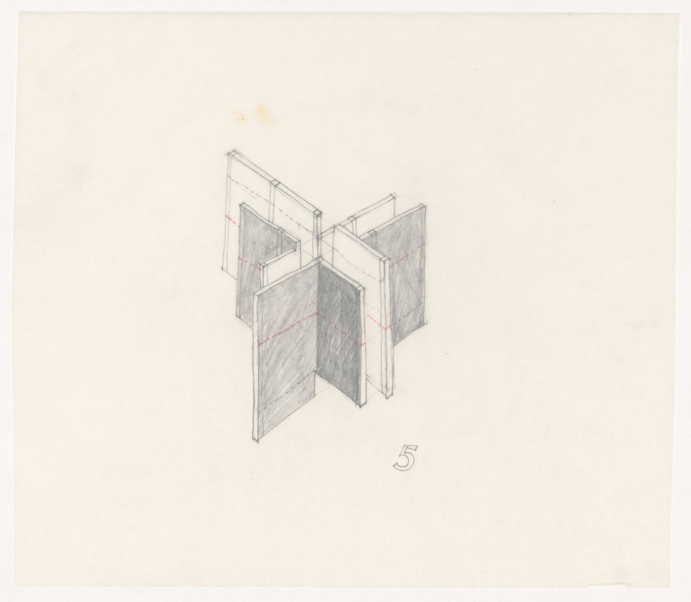 Axonometric sketch for House VI, Cornwall, Connecticut