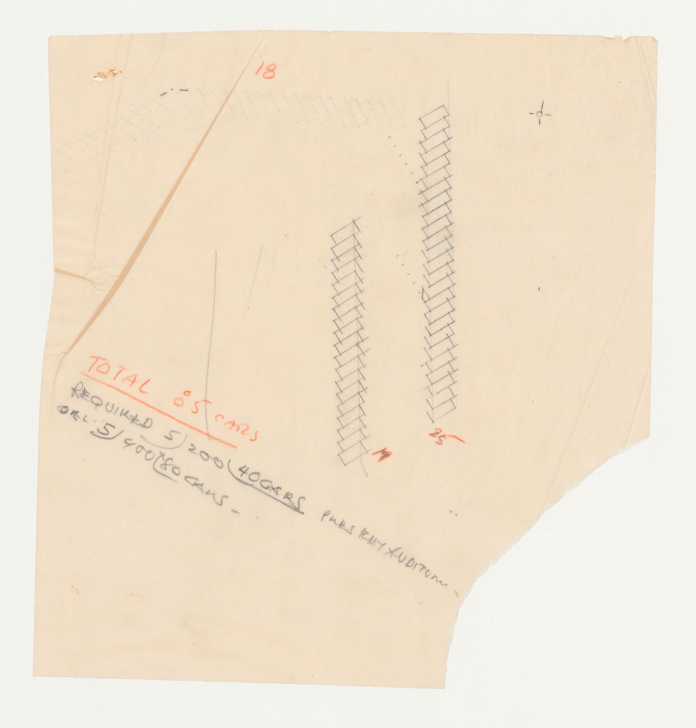 Wayfarers' Chapel, Palos Verdes, California: Partial plan for parking lot