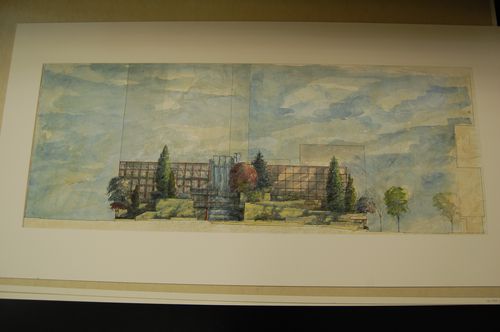 Sectional elevation for the competition for Bay Adelaide Park, Toronto