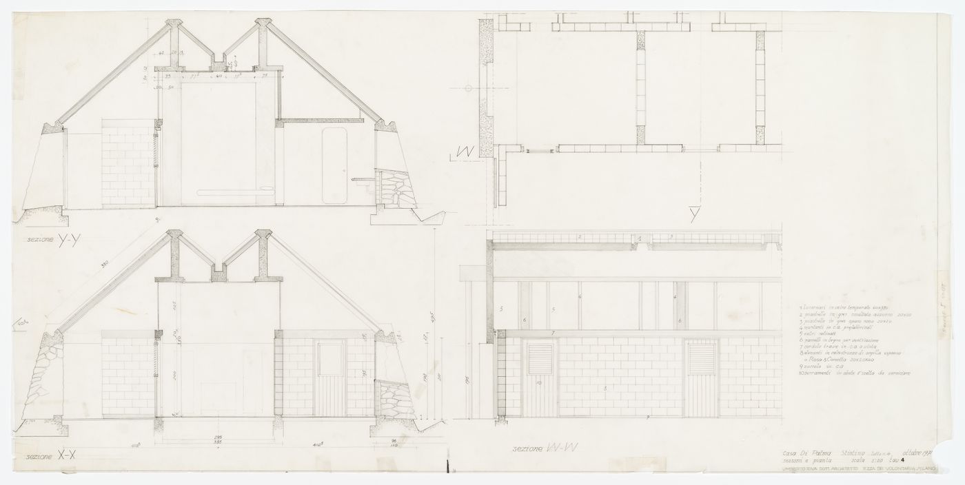 Plan and sections for Case di Palma, Stintino, Italy