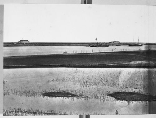 View showing the Pei (now Hai) River delta, with the Lower North Taku Fort (also known as the 2nd North Fort) in the background, Taku (now Dagu), near Tientsin (now Tianjin), China