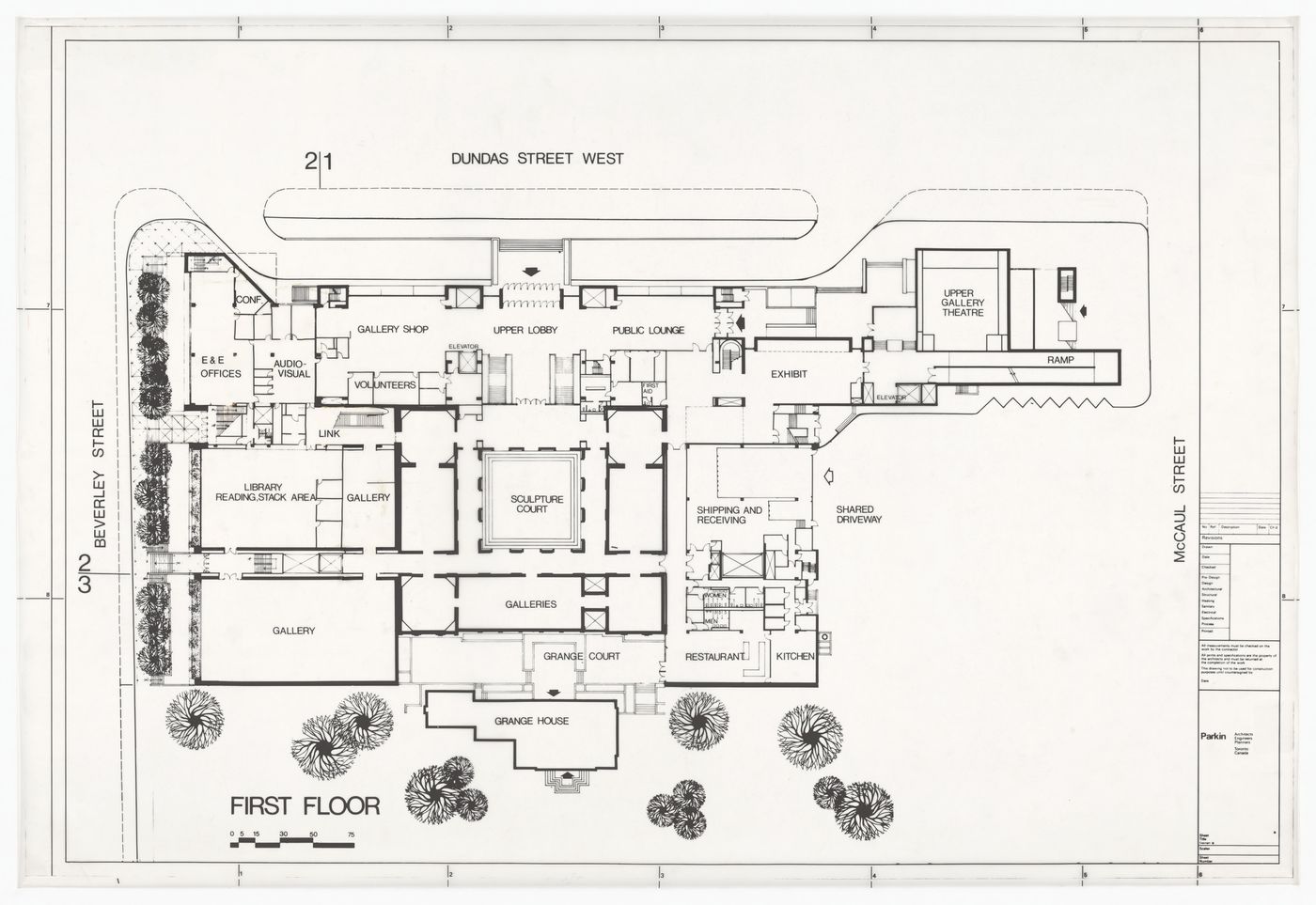 First floor plan for Art Gallery of Ontario, Stage II Expansion, Toronto