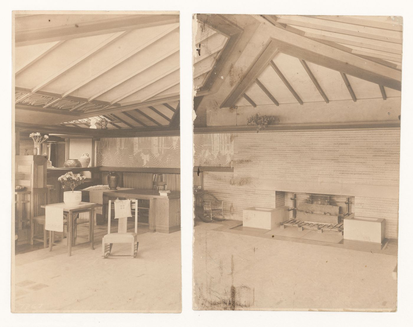Interior view of Coonley House showing the living room, Riverside, Illinois