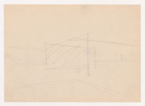 Interior perspective sketch for Museum for a Small City, probably showing the shallow recessed area