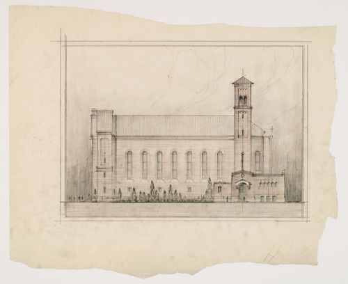 Élévation pour une façade latérale, Église Saint-Ambroise, Montréal, Canada