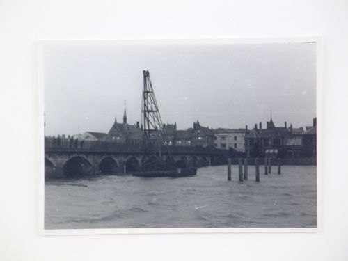 View of construction on Barnstaple Long Bridge, Devon, United Kingdom