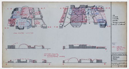 Axonometrics and sections for typical layouts for Fun Palace Pilot Project