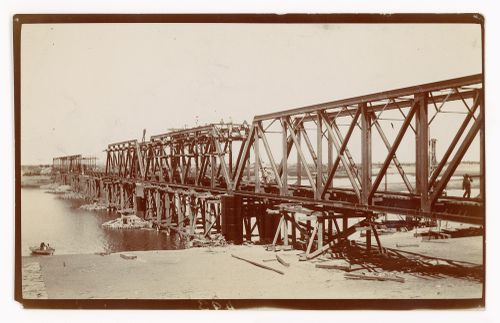 View of railway bridge in course of renewal in Al-Bara, Syria