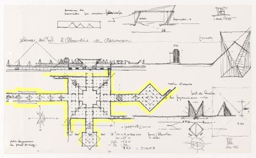 Croquis et notes pour le Projet pour un musée égyptien, Le Caire, Égypte