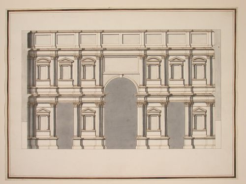 Elevation of the stage inside the Teatro Olimpico, Vicenza