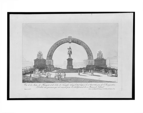 View of the statue ofHenry IV and an Arc de Triomphe