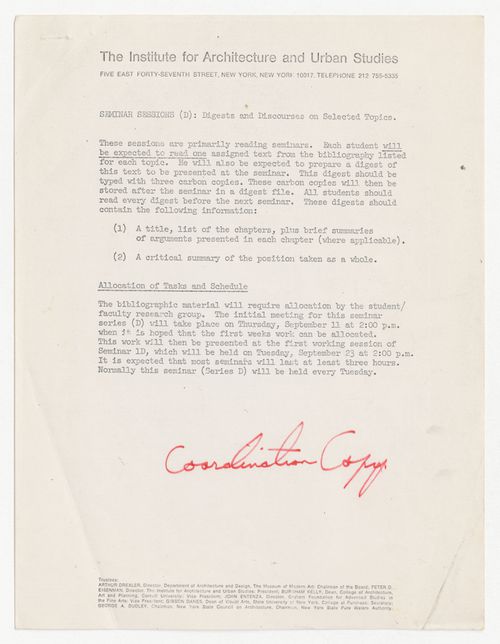 Syllabus for Seminar Sessions D: Digests and Discourses on Selected Topics