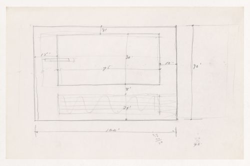 Sketch plan for the swimming pool and spectator area for the Natatorium