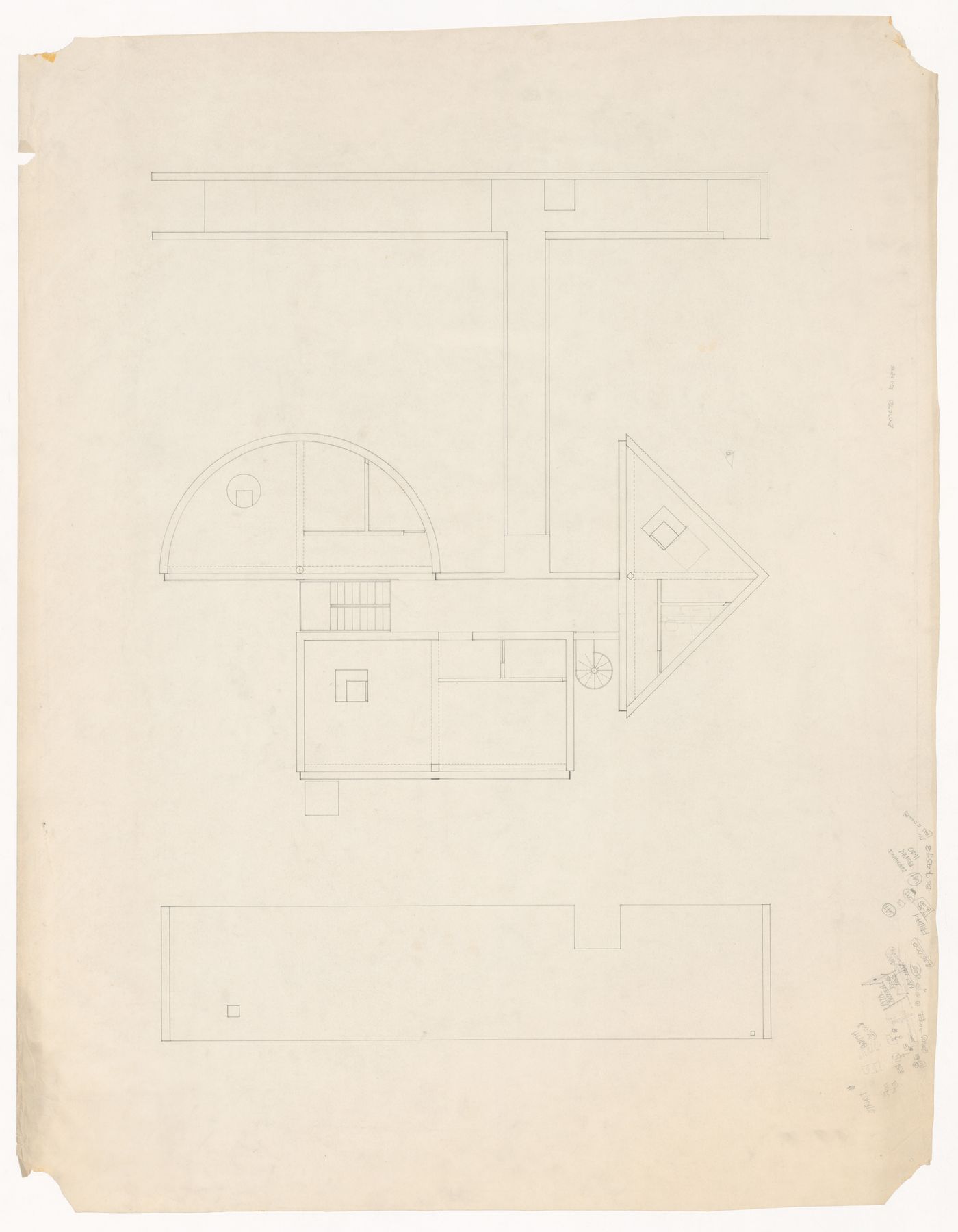 Plan with notes for One-Half House