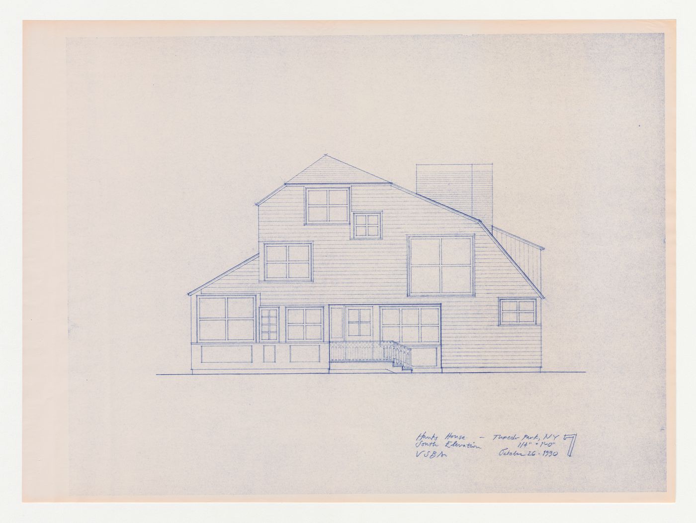 South elevation for the Hanks-Paré Residence, Tuxedo Park, New York