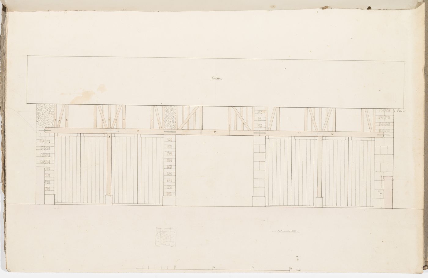 Elevation for a stable and granary [?], probably for comte Treilhard