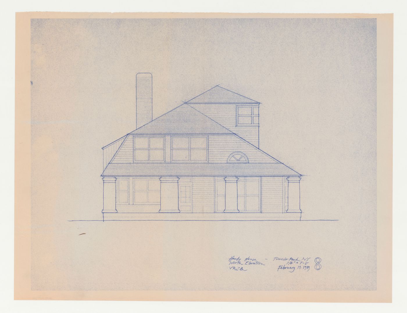 North elevation for the Hanks-Paré Residence, Tuxedo Park, New York