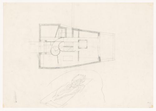 Sketch plan and axonometric for Casa Fernando Machado [Fernando Machado house], Porto, Portugal