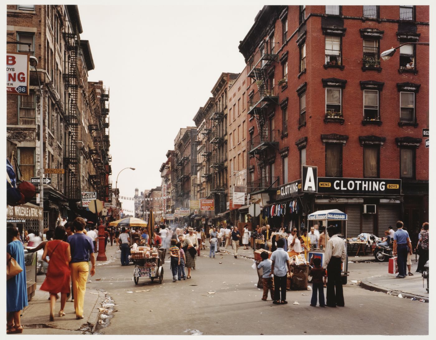 Street scene on Orchard Street and Rivington, New York City, New York