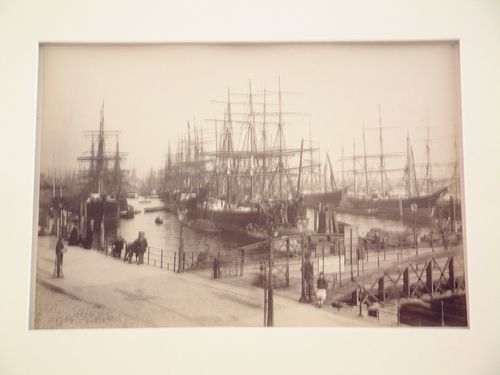 View of harbor on Elbe River, Hamburg, Germany