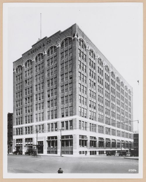 View of the principal and lateral façades of the A. Krolik & Company Warehouse Building, East Jefferson Avenue, Detroit, Michigan