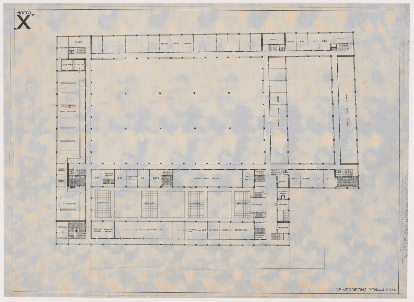 Second floor plan for the New Stock Exchange Building, Rotterdam, Netherlands