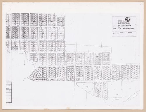 Presentation panel with plots layout plan for the Urban Upgrading project La Esperanza, in Zihuatanejo, Mexico