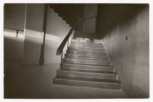 Photograph of stairs to the auditorium for Tagore Theatre project, Chandigarh, India