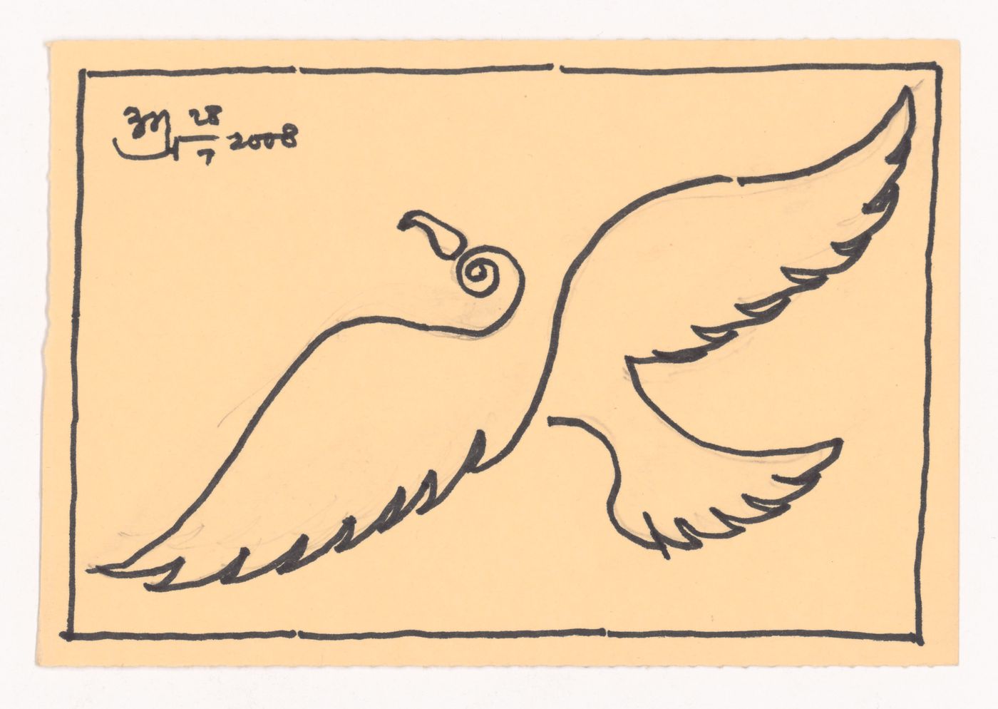 Postcard with a bird drawn by Aditya Prakash