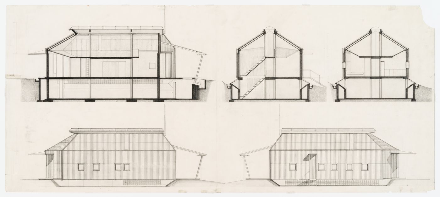 Elevations and sections for Casa Ferrario, Osmate, Italy