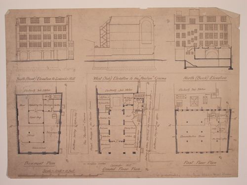 Plans and elevations for Electric House, Battersea Borough