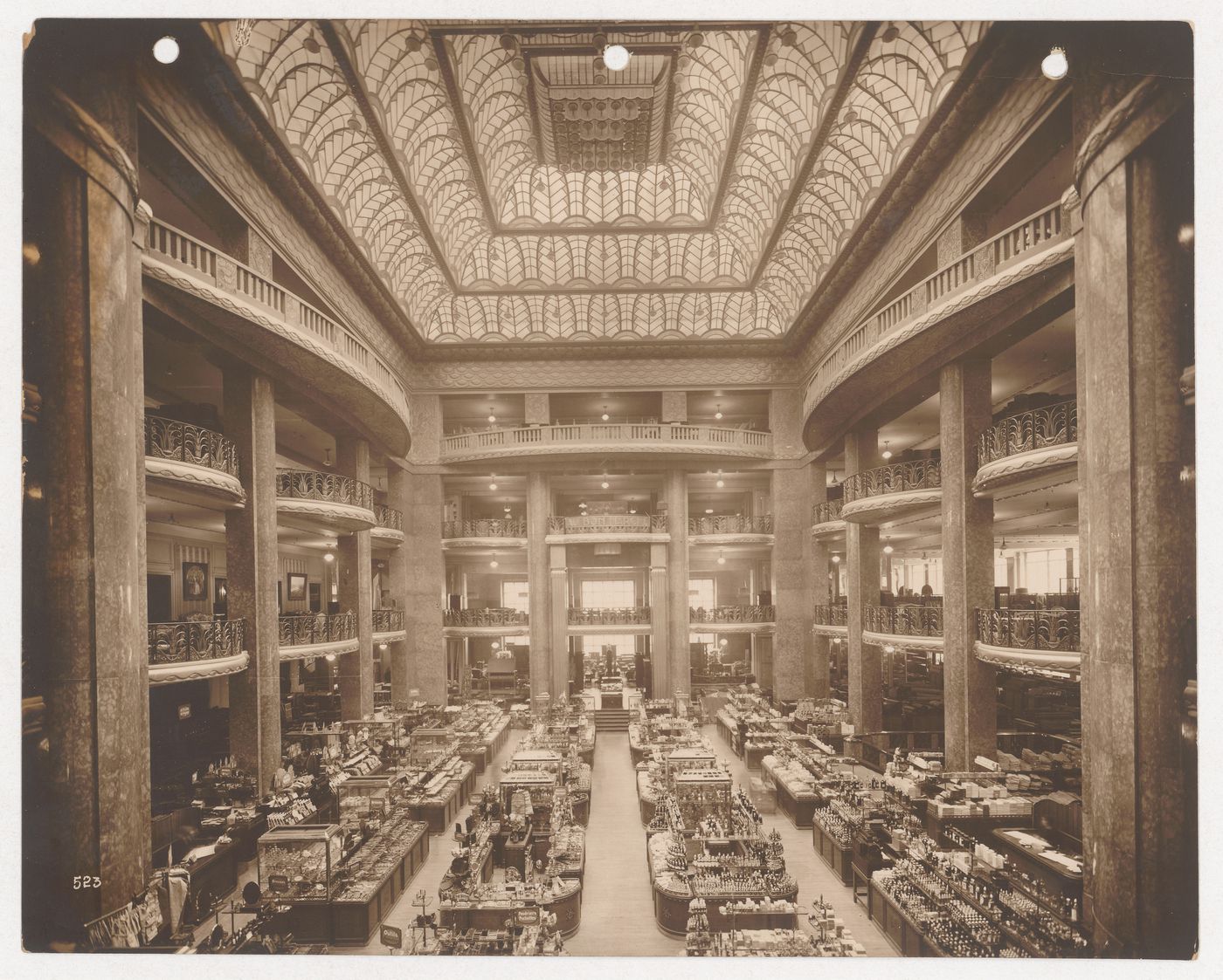 Atrium and interior of Au Bon Marché, 22 Rue de Sevres, Paris, France