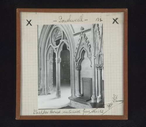 View of stall and entrance from inside Chapter House, Southwell Minster, Southwell, Nottinghamshire, England