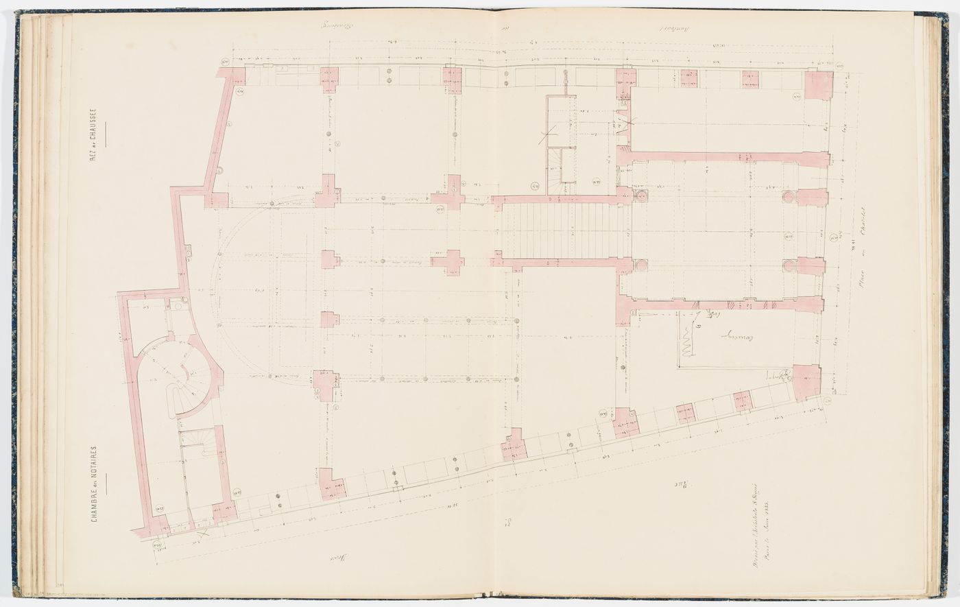 Working drawing for the Chambre des Notaires: Plan for the "rez-de-chausée"