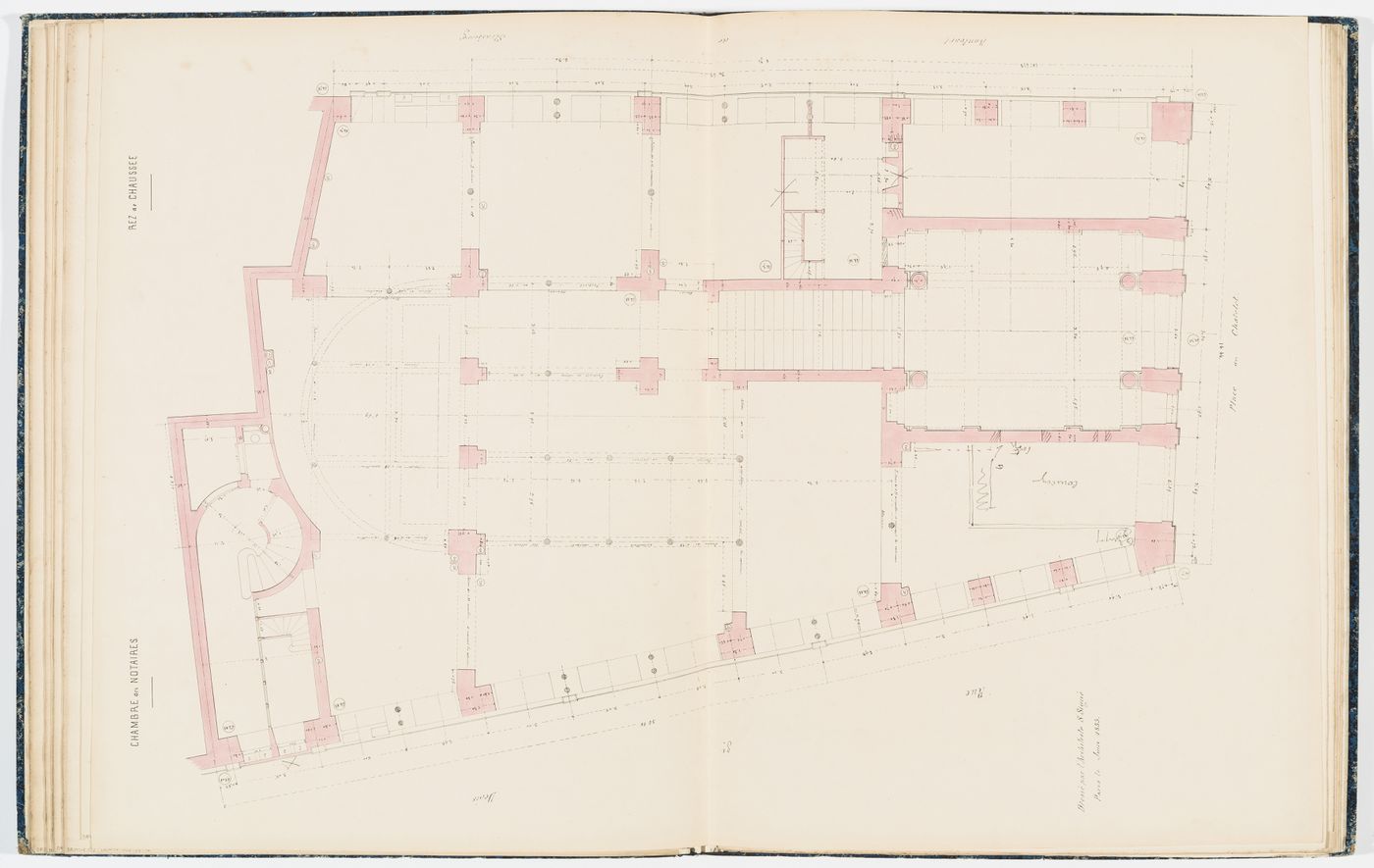 Working drawing for the Chambre des Notaires: Plan for the "rez-de-chausée"