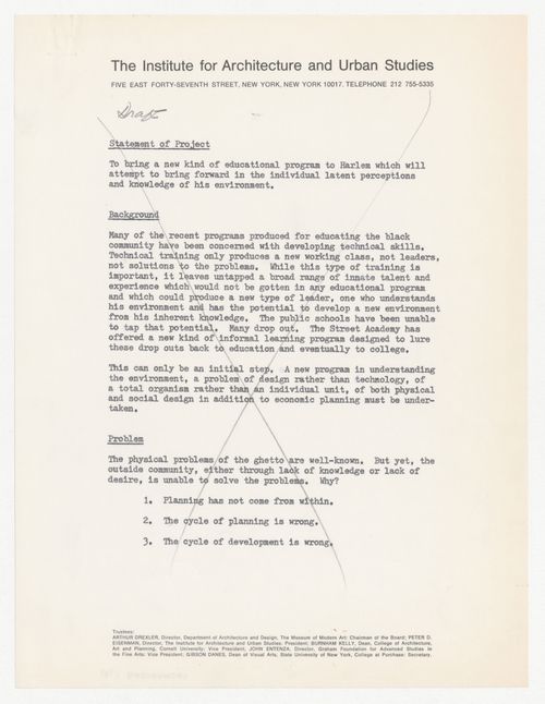 Draft project description for Harlem educational program