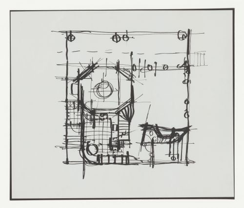 Conceptual sketch of the first floor plan for the Hanks-Paré Residence, Tuxedo Park, New York
