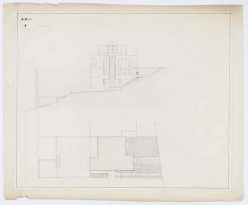 Élévation et plan d'implantation, Résidence Ernest Cormier, 1418 Avenue des Pins Ouest, Montréal (1929-1957)