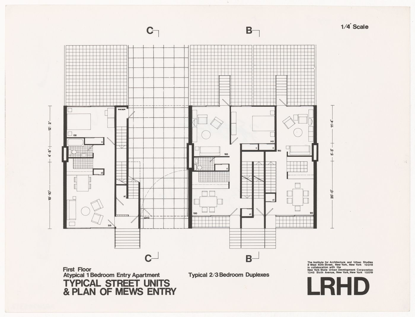 Typical street units and plan of mews entry for the Low-Rise High-Density MoMA exhibition