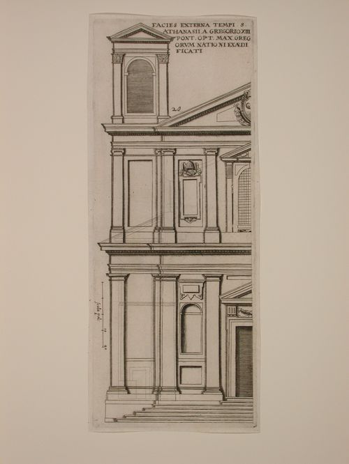 Half-plan and half-elevation of the façade of San Atanasio dei Greci, Rome