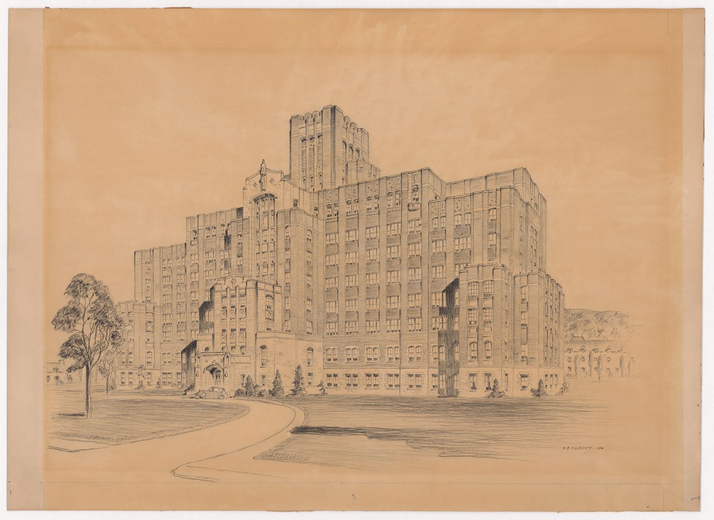 Exterior perspective view, St. Mary's Hospital, Montréal, Québec