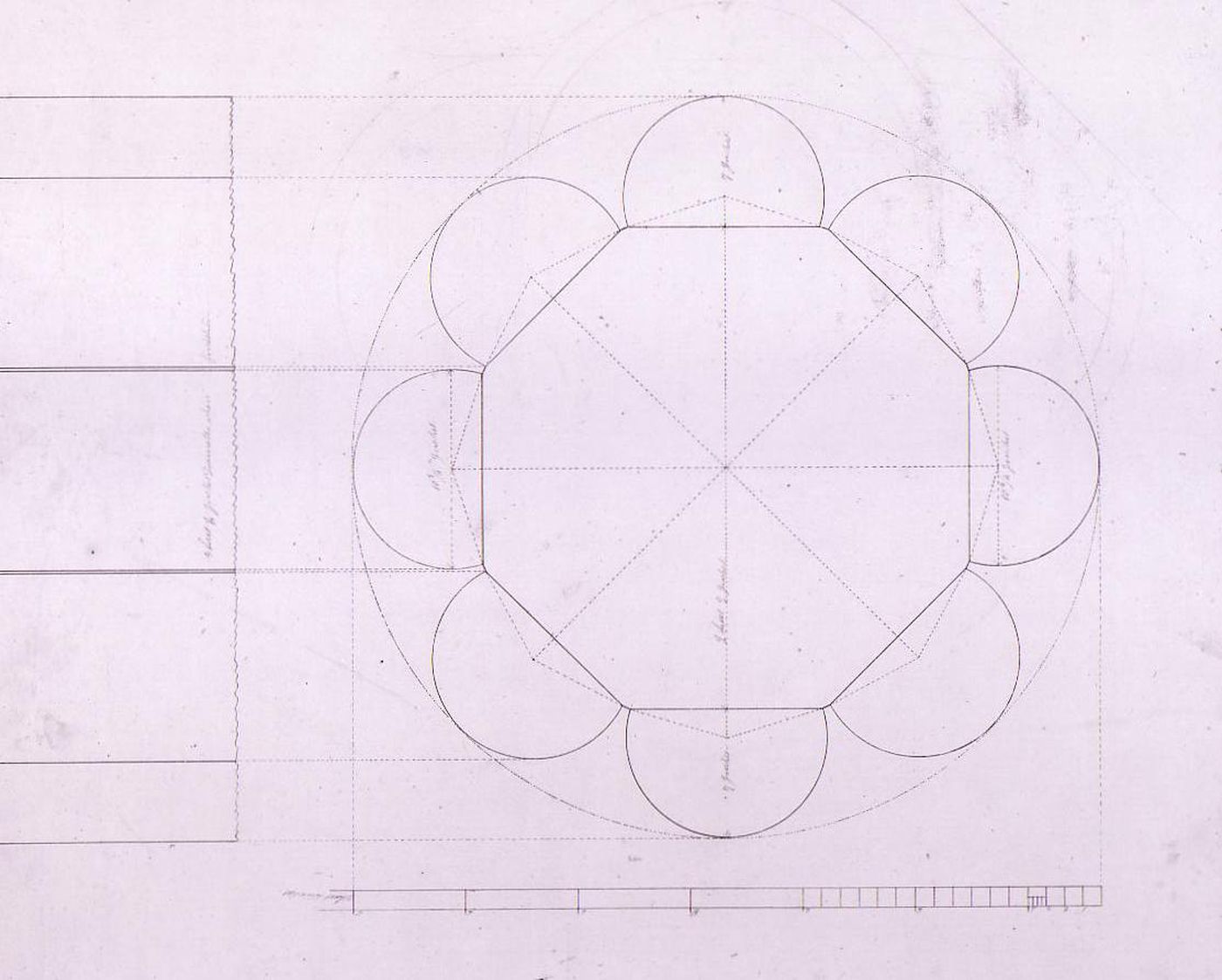 Plan and partial elevation for a column for Notre-Dame de Montréal